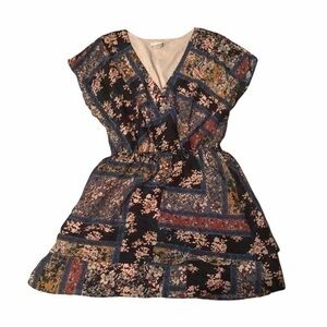 Lavender brown 100% silk mini dress